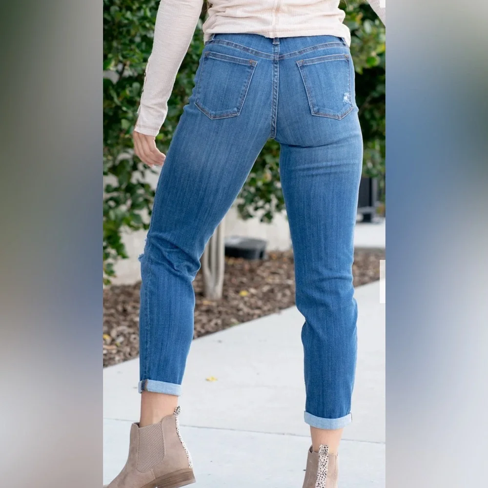 Judy Blue Women’s Worland High Rise Pull On Boyfriend Jegging Sz 5/27 Distressed